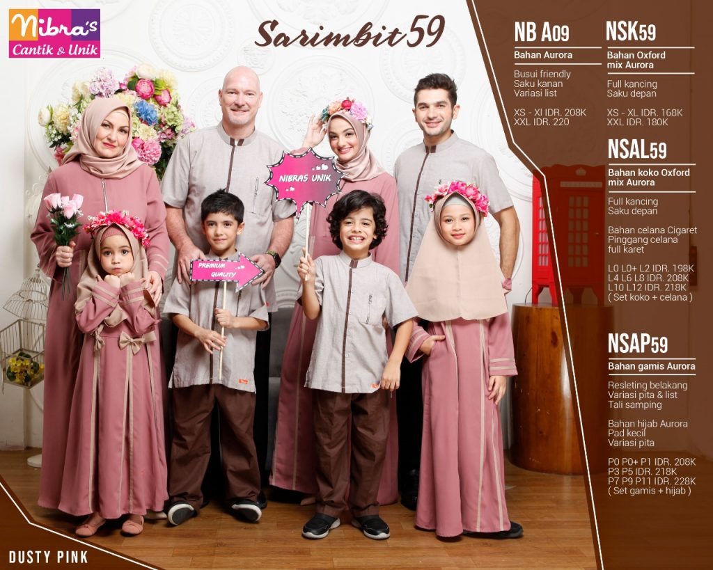 Sarimbit Keluarga Nibras terbaru 59 Dusty Pink