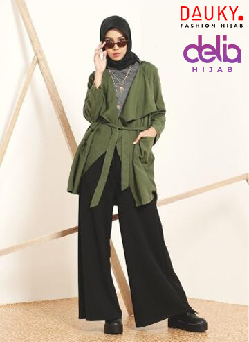 Delia Hijab – Baju Gamis Modern - OOTD Hijab Hijau Army – Tampil Keren Layak Tentara - Inspirasi OOTD Hijab Hijau Army - Outer Hijau Army