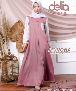 Delia Hijab Sukabumi – Baju Muslim Sukabumi – Baju Gamis Modern – Baju Gamis Model Sekarang – Gamis Syari Modis – Baju Gamis Murah dan Cantik - Manona Dress Pink