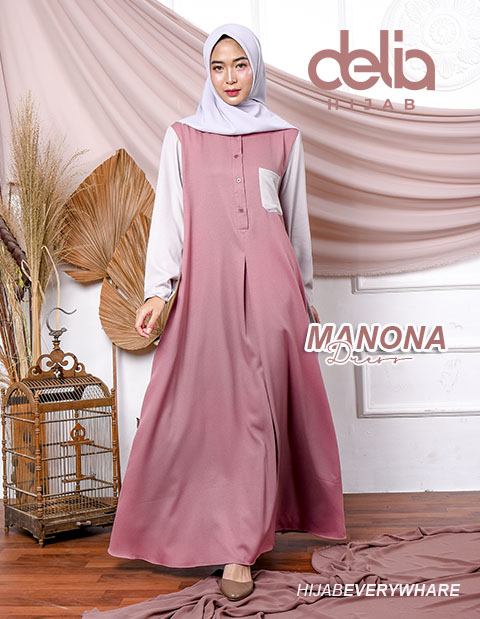 Delia Hijab Sukabumi – Baju Muslim Sukabumi – Baju Gamis Modern – Baju Gamis Model Sekarang – Gamis Syari Modis – Baju Gamis Murah dan Cantik - Manona Dress Pink
