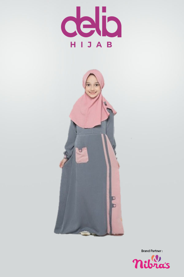 Baju Lebaran Anak Perempuan 2020 Sarimbit Nibras 70 Gamis Anak Nsap 70 Delia Hijab