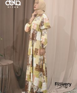 Baju Gamis Motif - Flowery Dress - Delia Hijab M