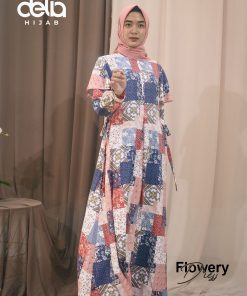 Baju Gamis Motif - Flowery Dress - Delia Hijab P