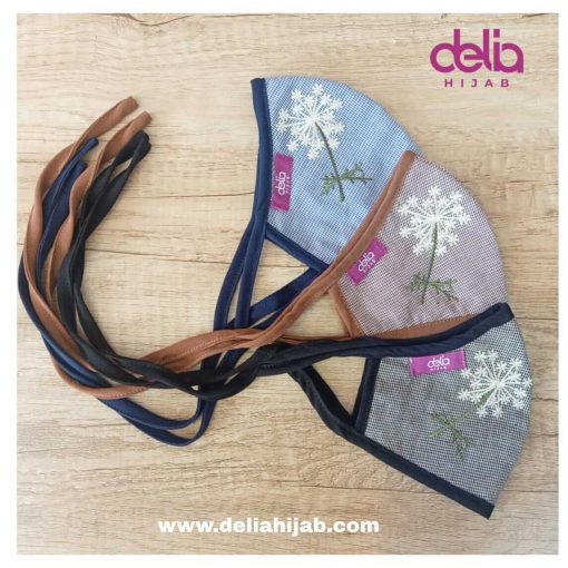 Masker Kain Hijab - Masker Bordir Dandelion - Delia Hijab