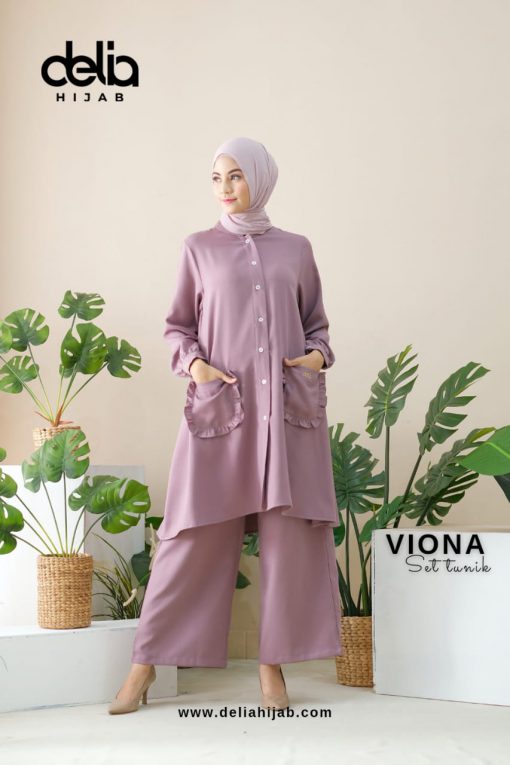 Setelan Muslim Casual - Viona Set Tunik - Delia Hijab