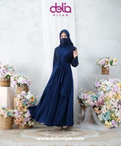 Busana Muslim Lebaran - Karmila Dress - Delia Hijab Navy