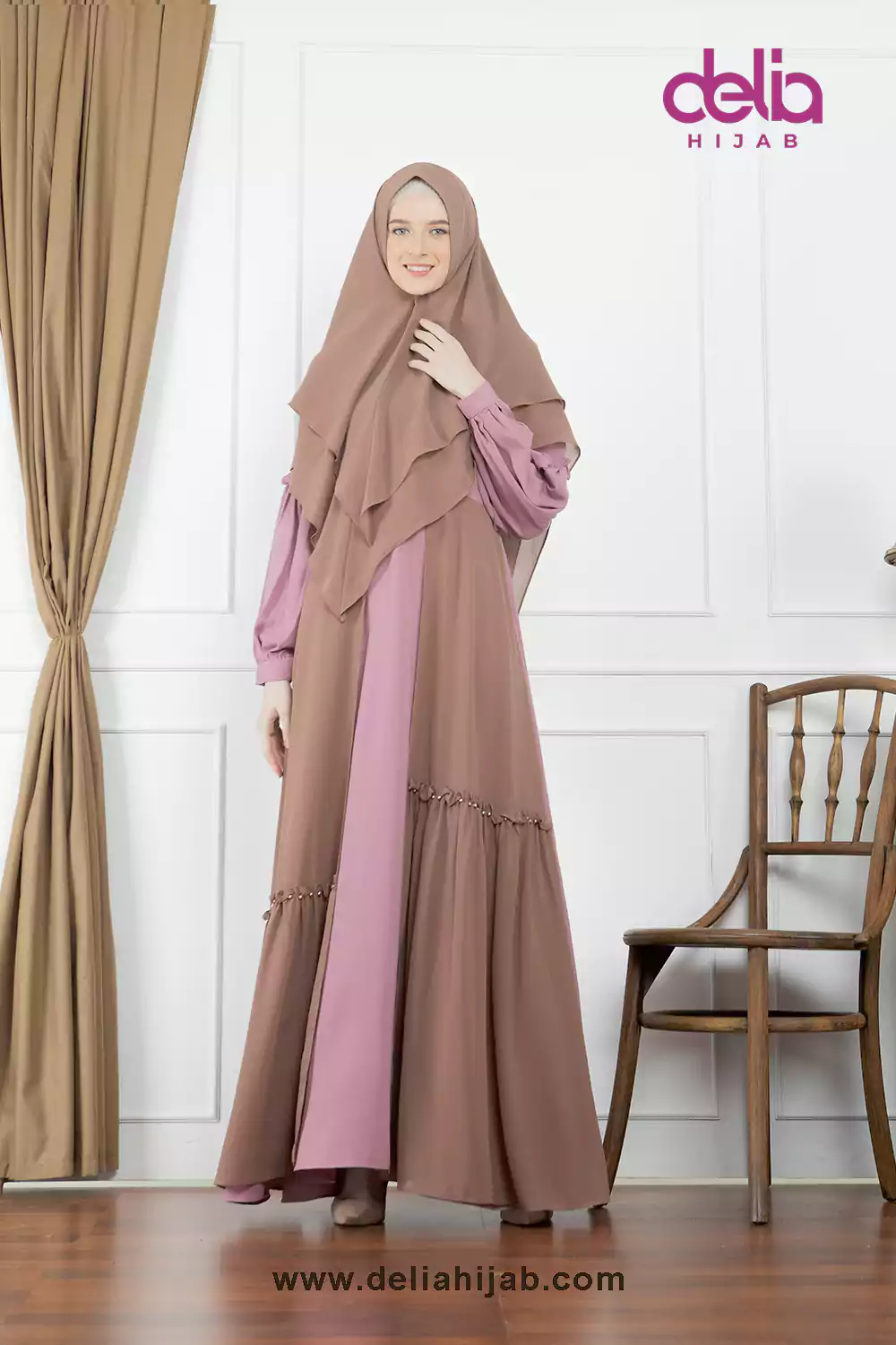 Baju Sarimbit Keluarga Muslim - Gamis Sarimbit Carnelian - Delia Hijab
