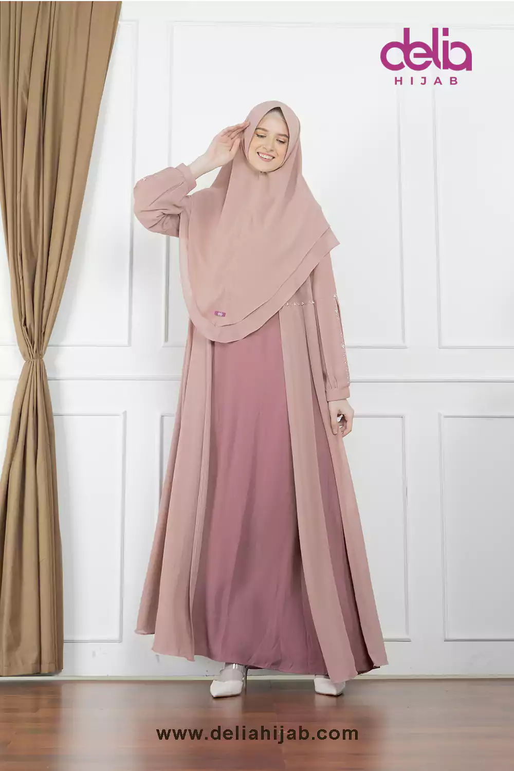 Baju Sarimbit Keluarga Muslim - Gamis Sarimbit Rose Pearl - Delia Hijab