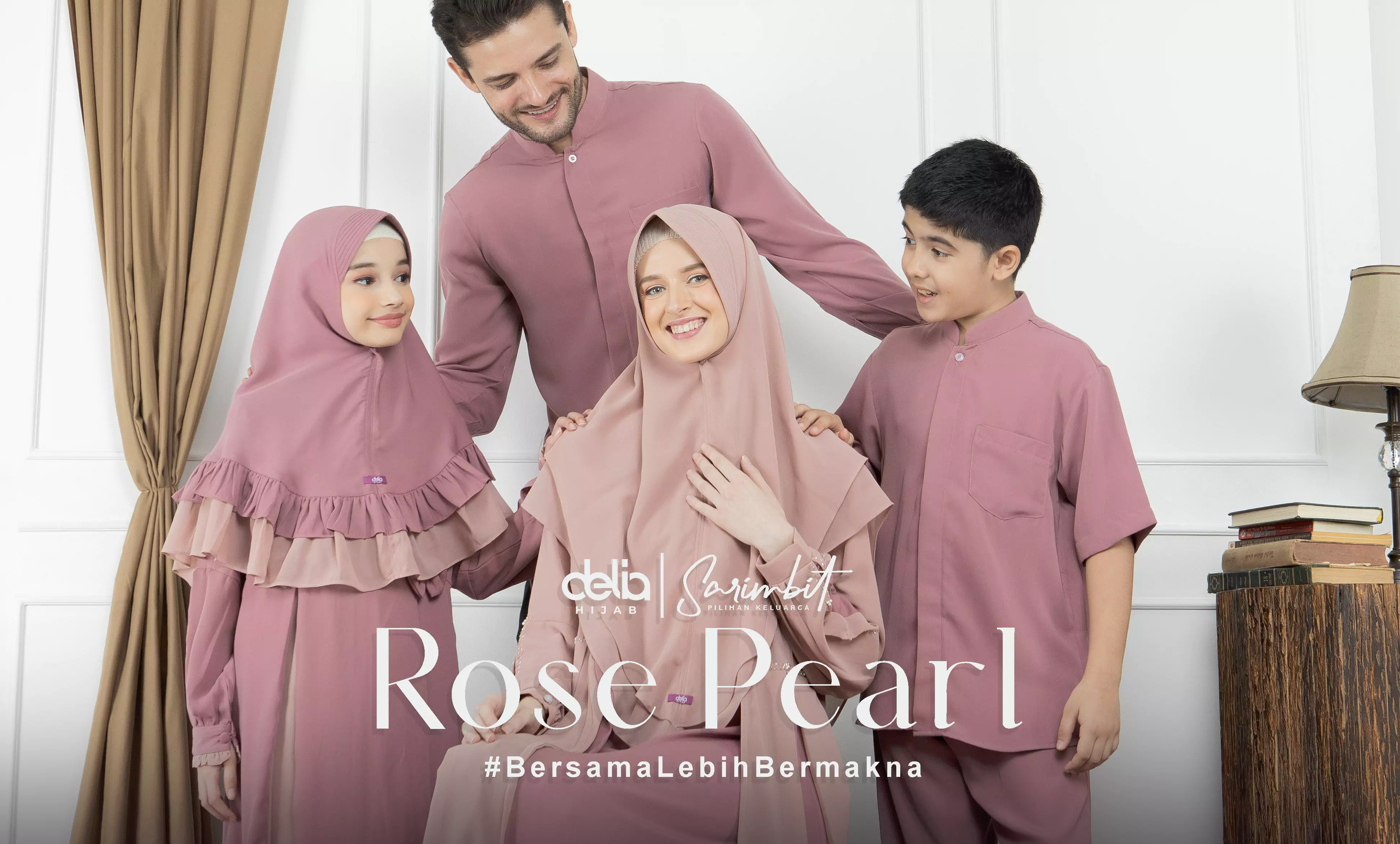 M Sarimbit Rose Pearl - Paket Baju Sarimbit Keluarga Muslim 2022 - Arisan Lebaran Baju Sarimbit Delia Hijab