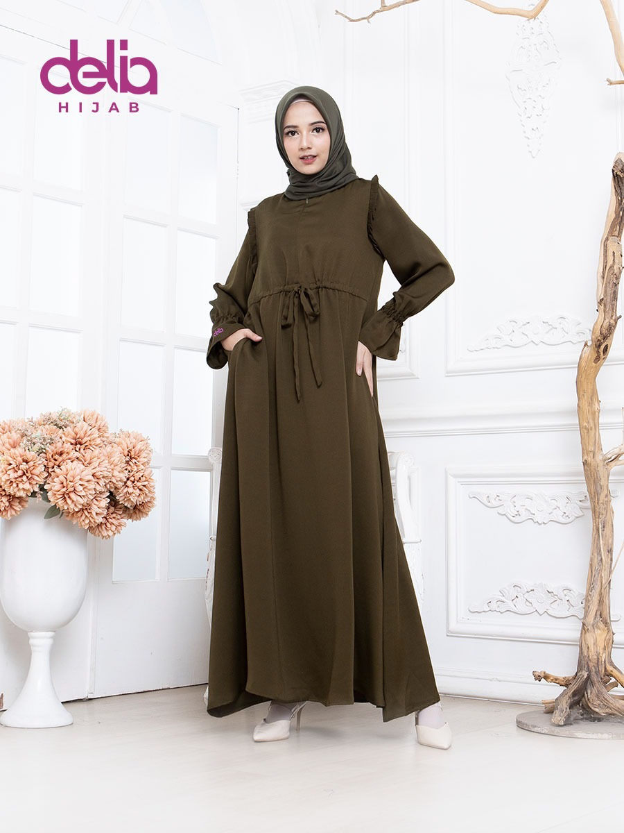 Baju Gamis Model Sekarang - Nefertari Dress - Delia Hijab Army