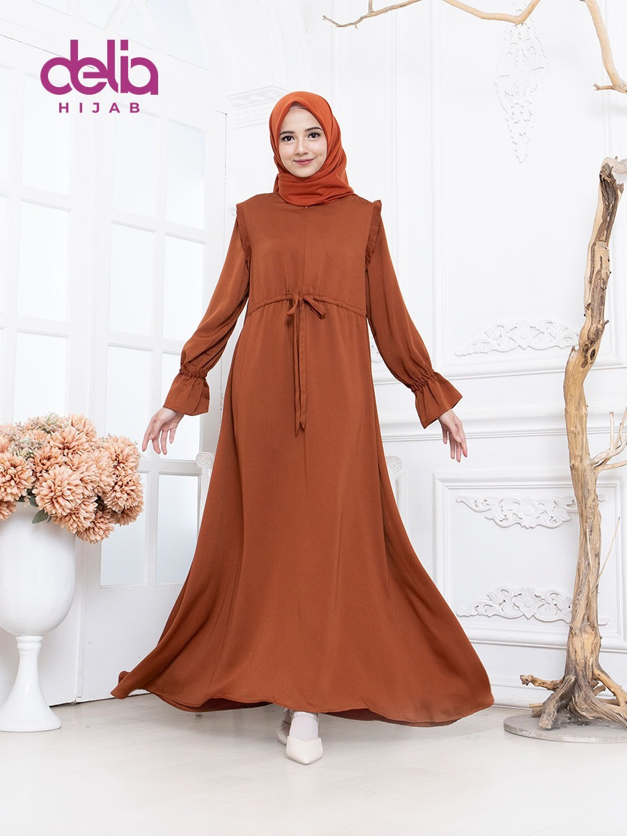 Baju Gamis Model Sekarang - Nefertari Dress - Delia Hijab Terracotta