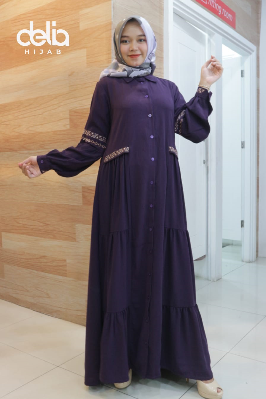 Baju Muslim Modern - Narra Dress - Delia Hijab Dark Purple