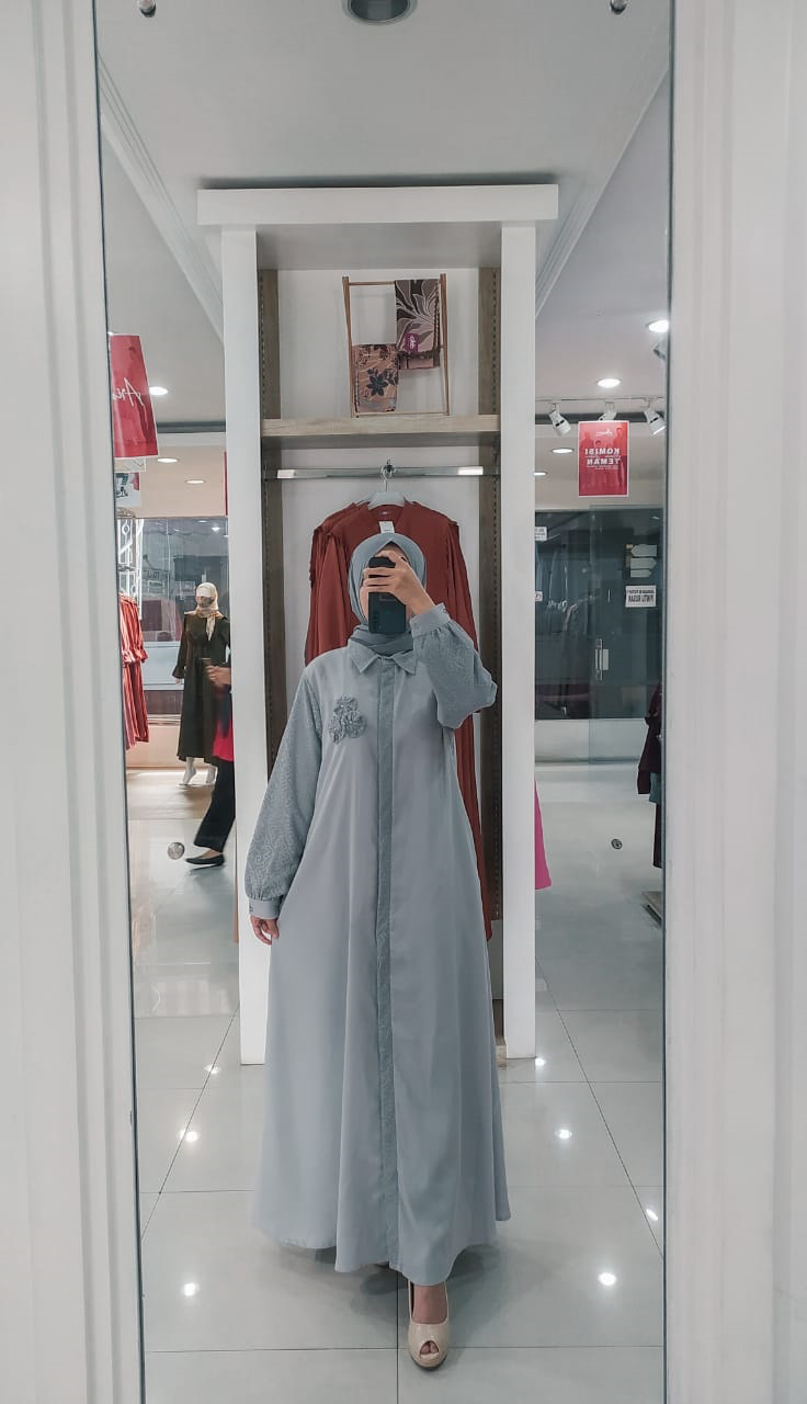 Grey Baju Muslim Modern - Narnia Dress - Delia Hijab