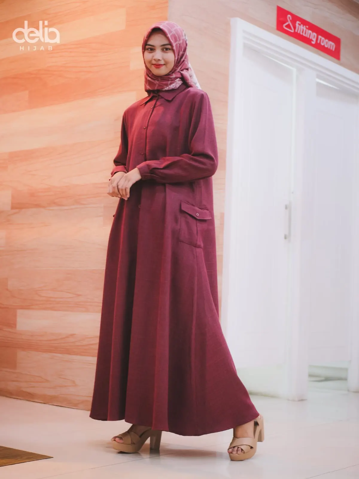 Baju Gamis Modern - Zahna Dress - Delia Hijab Maroon