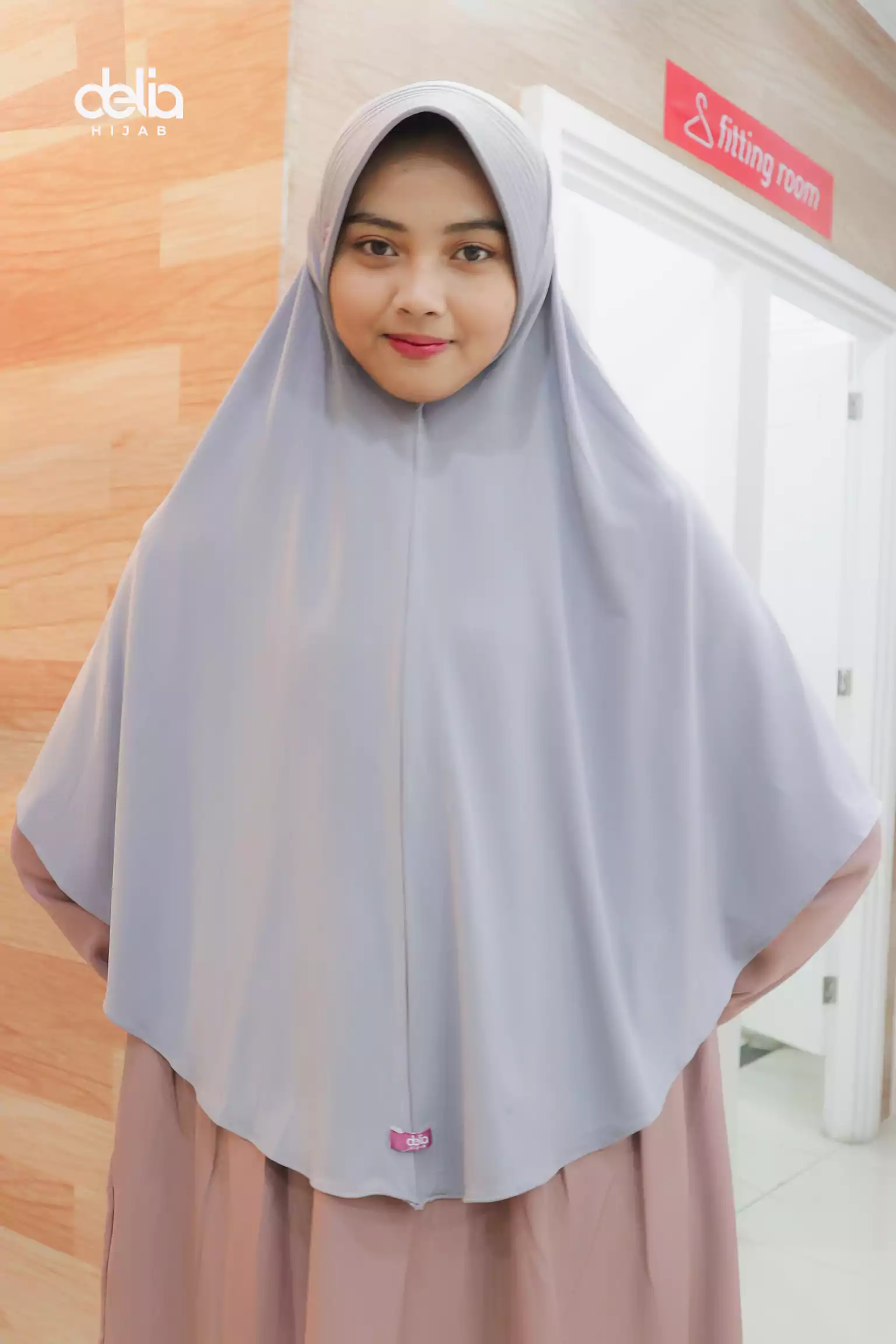 Kerudung Langsung Panjang - Bergo L Delia - Delia Hijab Grey