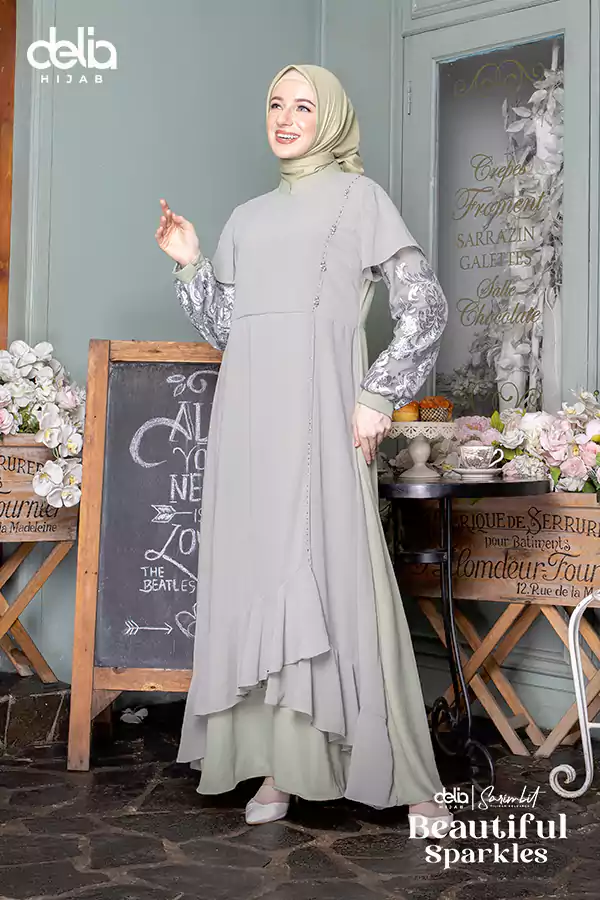 Baju Sarimbit Keluarga Muslim - Sarimbit Helcia Sage Green Wom - Delia Hijab
